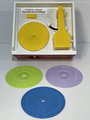 FISHER-PRICE 2010 MUSIC BOX RECORD PLAYER 3 Records Tested WORKING-image