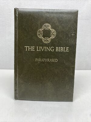 The Living Bible Paraphrased Tyndale 1973 Gilded Leather Fine Binding - Vintage-image