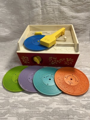 Vintage 1971 Fisher Price music box record player 5 records Works Clean --8151-image