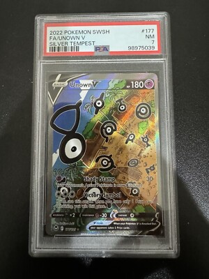 Pokemon TCG Unown V Silver Tempest 177 PSA Graded 7 Print Error-image