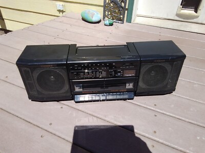 Vintage 1990s FISHER PH-W801 Boombox Stereo Dual Cassette-AM-FM Radio Works Read-image
