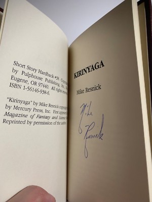 Michael Resnick. Kirinyaga. Short Story Hardback, signed ltd leather bound.-image