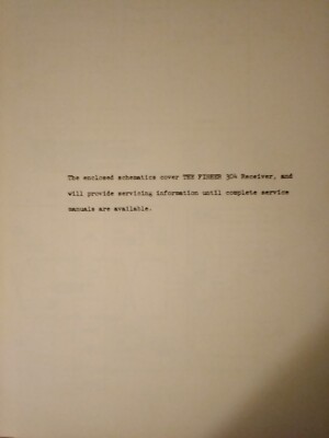 Fisher 304 Service Manual Receiver Preliminary Schematic Original-image