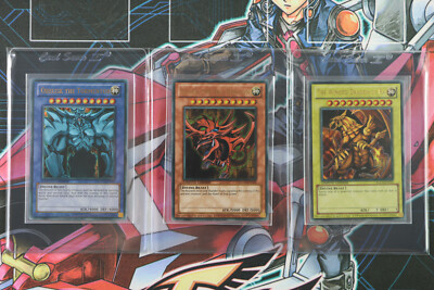 YuGiOh Egyptian God Cards Slifer Obelisk & Winged Dragon Of Ra YGLD Ultra Rare-image
