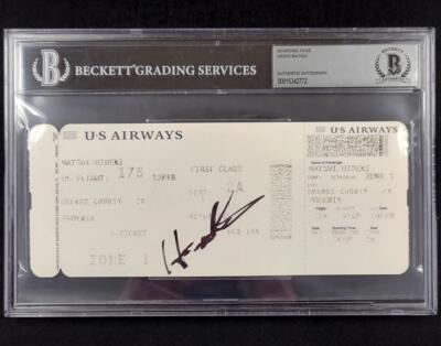 Hideki Matsui signed Personal Flight Boarding Pass autograph ~ BAS Beckett-image