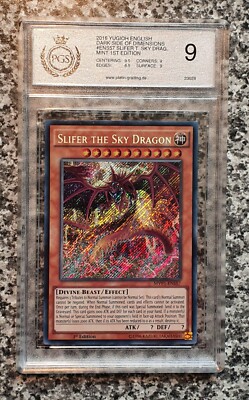 Yugioh PGS 9 PSA Slifer the Sky Dragon MVP1-ENS57 Secret Rare 1st Edition MINT-image