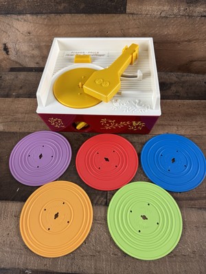 Fisher Price Music Box Toy Record Player w/the Orig 5 Records WORKS-image
