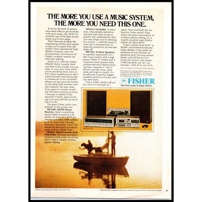 1978 Fisher ACS1715 Stereo Receiver Vintage Print Ad Sailboat Audiophile 70s Art-image