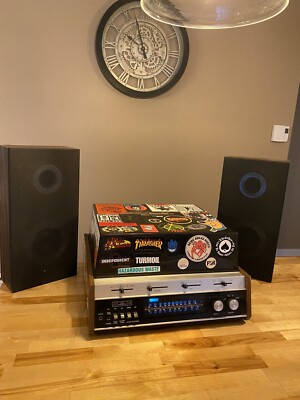 RARE! Fisher 29  Automatic Turntable AM/FM  With Rock Punk Skater Stickers-image