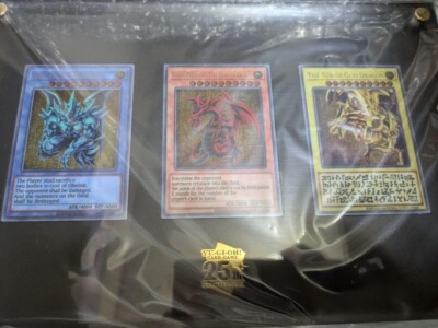 New YuGiOh TCG 25th Anniversary Stainless Steel Egyptian God Cards Commemorative-image