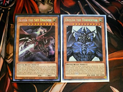 YUGIOH SLIFER THE SKY DRAGON + OBELISK THE TORMENTOR TN19 PRISMATIC SECRET NM-image