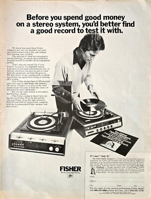 FISHER - FIDELITY STANDARD - 40 WATT- Record Player - 1972 VTG Print AD-image