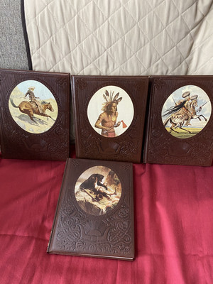 4 Vtg Time Life Old West Leatherette Books:Cowboys/Indians/Chiefs/Frontiersmen-image