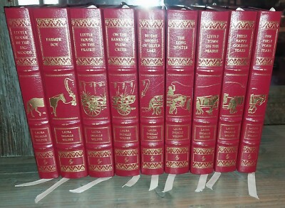 9 Complete Little House Series Easton Press Leather 1995 Laura Ingalls Wilder-image
