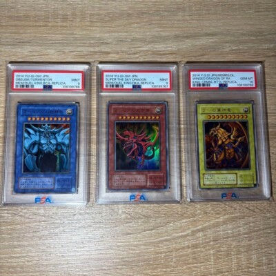 PSA 9 & 10 Yu-gi-oh Ultra Rare DUEL KING 2014 Japan Obelisk Slifer Ra God 3 Set-image