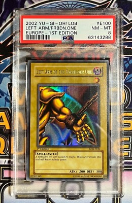 PSA 8 NM-MT Yugioh Left Arm Of The Forbidden One LOB-E100 1st Edition Foil Shift-image
