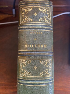 Moliere plays; French; 1860; rare; excellent vintage condition; leather binding-image
