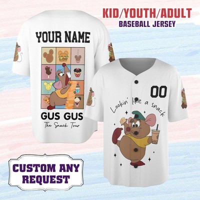 Disney Gus Gus Cinderella Baseball Jersey Snack Kid Men Women Gift NEW-image