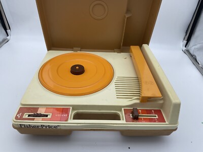 Vintage 1978 Fisher Price 825 Orange Portable Record Player Turntable-image