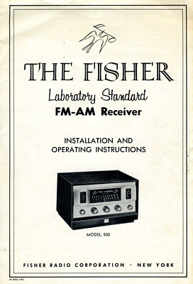 Original Fisher Model 500 MONO FM AM receiver installation and operating manual-image