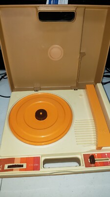 Vintage Fisher Price 825 children's 2 speed record player. Powers On READ-image