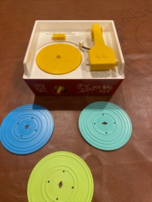 2014 Mattel Fisher Price Music Box Record Player with 3 Records Tested/Works -image