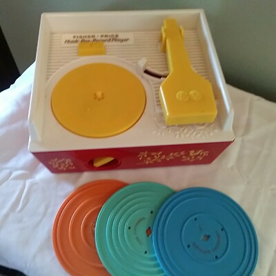 2010 Fisher Price 1971 Repro Music Box Record Player with 3 Records-image
