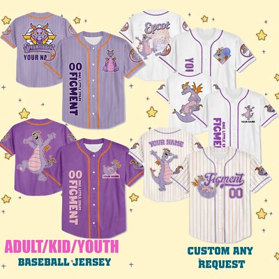 Custom Disney Figment Baseball Jersey Kid Adult Kid Men Women Gift NEW-image