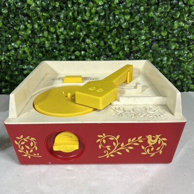 Vintage 1971 Fisher Price Music Box Record Player 995 With 3 Working Records.-image