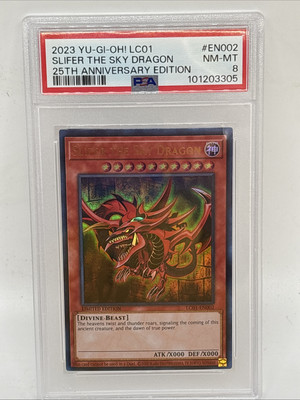 2023 YU-GI-OH! LC01-LEGEND COLL: 25TH ANV ED #EN002 SLIFER THE SKY DRAGON PSA 8-image
