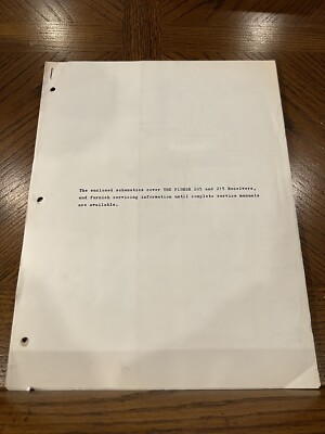 Fisher Model 205 215 Receiver Service Manual *Original*-image