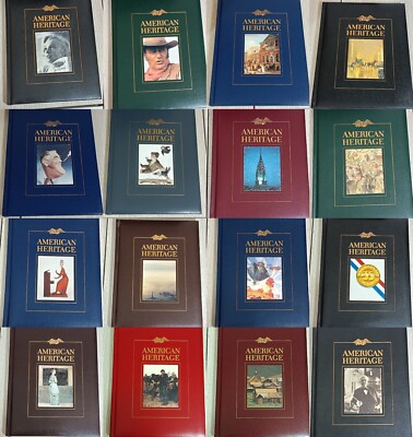 16 leather bound American Heritage hardcover books 1987-1989 vintage history col-image