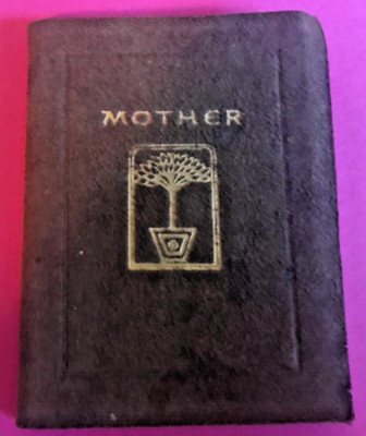 antique old miniature little book Mother brown suede leather Norka series VG-image