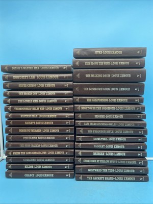 Louis LAmour Leatherette Hardcover Book Set Bantam Lot of 30 NEAR MINT-image
