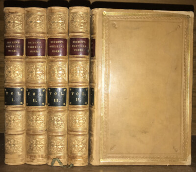 LEATHER Set; WORKS OF DRYDEN! Poetry   Gift Complete Full 1844-image