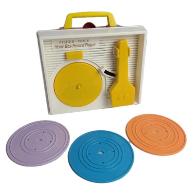 2014 Fisher Price Record Player  w/ 3 Records Music Box 80s Throwback WORKS!-image