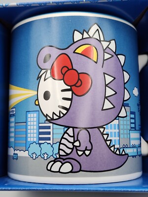 HELLO KITTY Ceramic Mug 20oz Kiaju Atomic Breath Godzilla Inspired Ultra Rare🔥-image