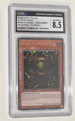 Yugioh Sanga Of The Thunder 1st Ed Holo Card SGX2-END07 CGC Graded 8.5 Not PSA-image