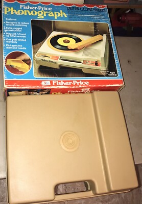 Vintage 1978 Fisher Price Phonograph Portable Record Player ORIGINAL BOX WORKING-image