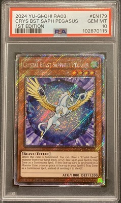 2024 PSA 10 YUGIOH RA03 BONANZA PLATINUM RARE CRYSTAL BEAST SAPPHIRE PEGASUS 💫-image