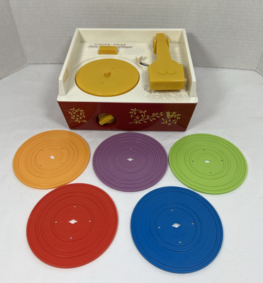 Fisher Price Music Box Record Player 2014 With 5 Double Sided Records 10 Songs-image