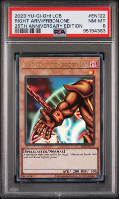 PSA 8 YUGIOH Right Arm Forbidden One LOB-EN122 Ultra Rare 25th Anniversary-image