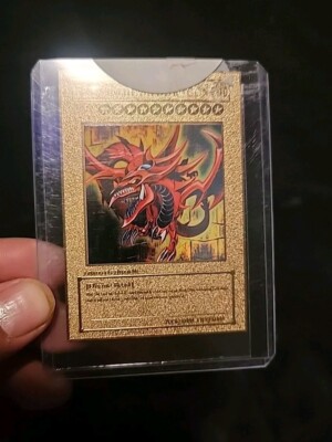 Slifer The Sky Dragon Gold Metal Yugioh Card JAPANESE VERSION -image