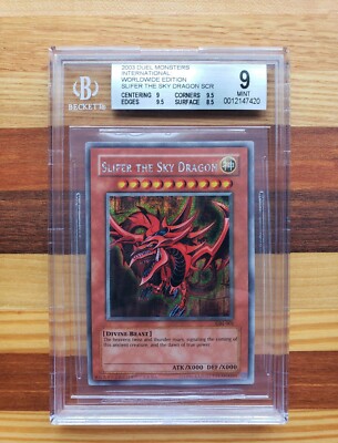 Yu-Gi-Oh! Slifer the Sky Dragon GBI-001 BGS 9 SECRET RARE SILVER PSA 10 MAYBE-image