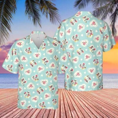 Mickey And Minnie Mouse Couple Forever Love Summer Hawaiian Shirt -image