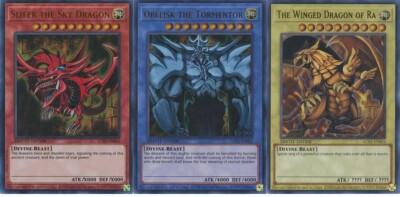 Egyptian God Set Slifer Obelisk Winged Dragon Of Ra Ultra Rare Yugioh Cards-image