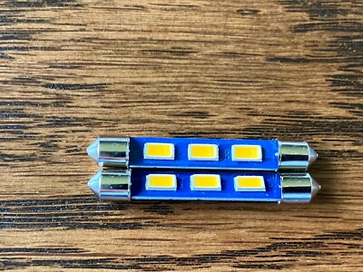 2 New Warm White 43mm Festoon Lamp LED Light Bulbs for Fisher 400 500C 600 800C-image