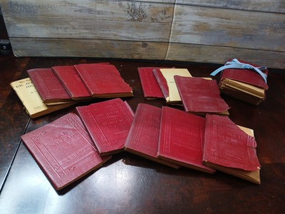 Little Luxart Library Mini Red Leather Classic Books Lot of 17 Antique-image