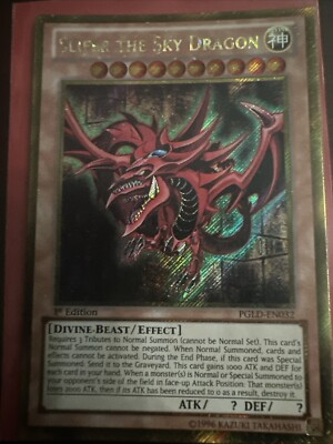Yu-Gi-Oh! TCG Slifer the Sky Dragon Premium Gold PGLD-EN032 1st Edition Gold...-image