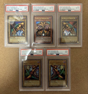 YuGiOh Exodia the Forbidden One LOB-120-LOB-124 1st ED Set PSA9 & PSA8-image